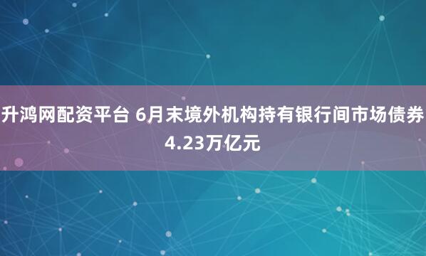 升鸿网配资平台 6月末境外机构持有银行间市场债券4.23万亿元