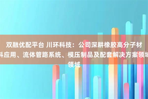 双融优配平台 川环科技：公司深耕橡胶高分子材料应用、流体管路系统、模压制品及配套解决方案领域